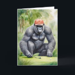 Funny Gorilla in Rode Honkbal Pet Spelen Golf Kaart<br><div class="desc">Zijn volgende zet op dit lege wenskaart inschatten.</div>