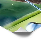 Funny Gorilla in Tan Pet Blauw Shirt Spelen Golf Perfect Poster (Hoek)