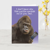 Funny Gorilla met afstandsbediening Vaderdag Kaart (Gele Bloem)