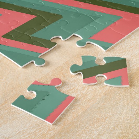 Funny Gorilla Pink Green Chevron Puzzle Legpuzzel (Zijkant)