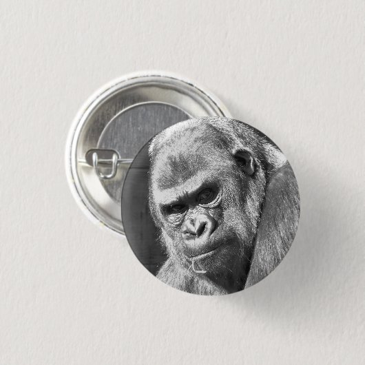 FUNNY GORILLA RONDE BUTTON 3,2 CM (Voorkant /achterkant)