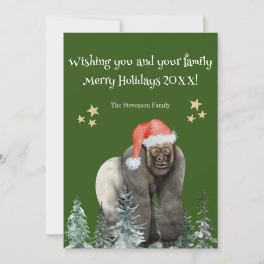 Funny Gorilla Santa Merry Christmas Holiday Kaart (Voorkant)