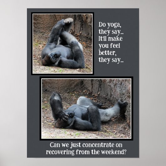 Funny Gorilla, te veel Poster van Weekend Party (Voorkant)