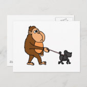 Funny Gorilla Walking Black Poodle Dog Briefkaart (Voorkant / Achterkant)