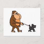 Funny Gorilla Walking Black Poodle Dog Briefkaart (Voorkant)
