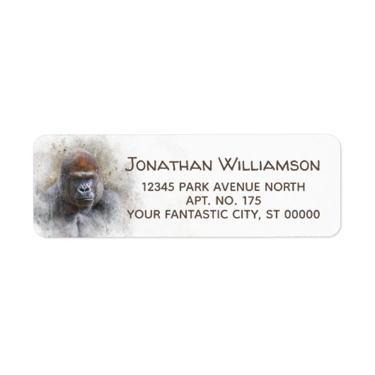 Funny Gorilla Waterverf Return Address Etiket (Voorkant)
