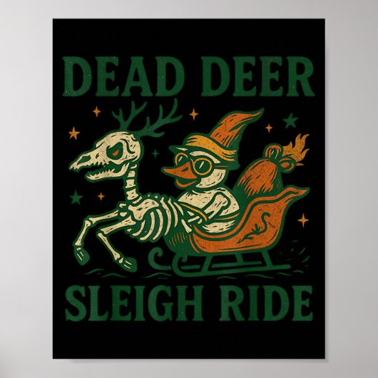 Funny Goth Christmas Pun Y Reindeer Skeleton Xmas  Poster (Voorkant)