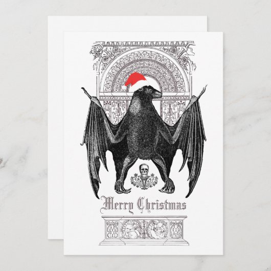 Funny Gothic Bat Merry kerstvakanay Kaart (Voorkant / Achterkant)