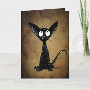Funny gothic black oriental cat douane kaart