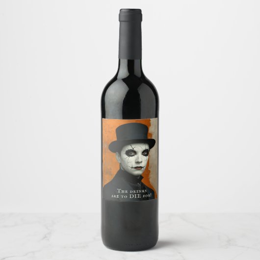 Funny Gothic Halloween Drinks to Die For Wijn Etiket (Voorkant)