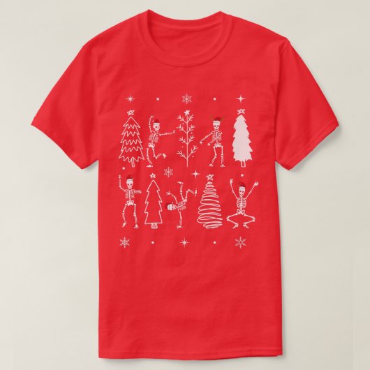 Funny Gothic Kerstmis, skelet dansend kerstmis T-shirt (Design voorkant)