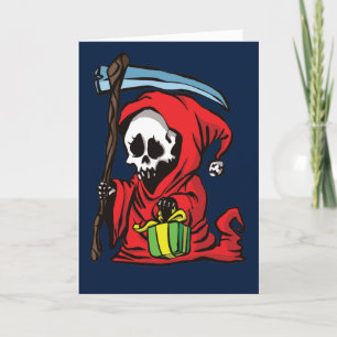 Funny Gothic Scary Grim Reaper Kerstmis Feestdagen Kaart