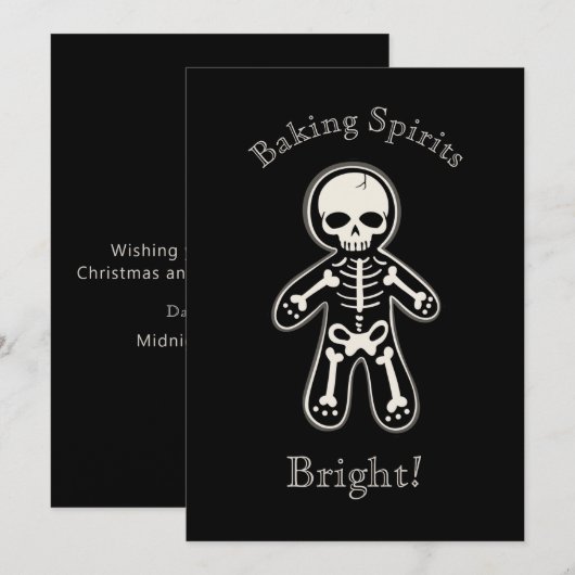 Funny Gothic Skeleton Gingerbrood Man Holiday Kaar Feestdagenkaart (Voorkant / Achterkant)