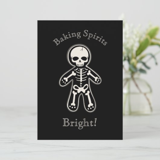 Funny Gothic Skeleton Gingerbrood Man Holiday Kaar Feestdagenkaart (Staand voorkant)