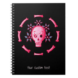 Funny Gothic Skull Black Pink Notitieboek