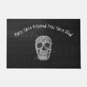 Funny Gothic Skull Head Black en White Macabre Deurmat (Voorkant)