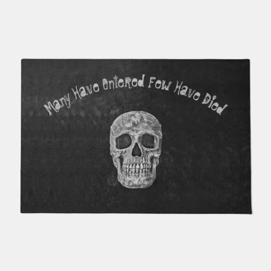 Funny Gothic Skull Head Black en White Macabre Deurmat (Voorkant)