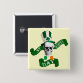 Funny gothic skull Irish St Patrick's day Vierkante Button 5,1 Cm (Voorkant /achterkant)