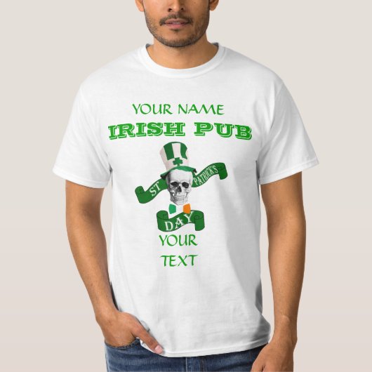 Funny gothic skull St Patrick's T-shirt (Voorkant)