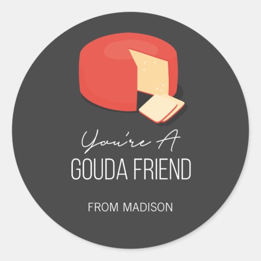 Funny Gouda Friend Valentijn Love Cheese Sticker (Voorkant)