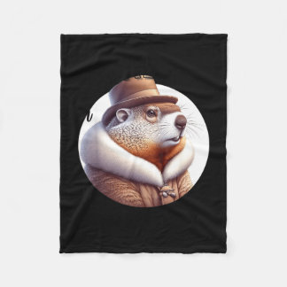 Funny Goundhog Graphic  Fleece Deken