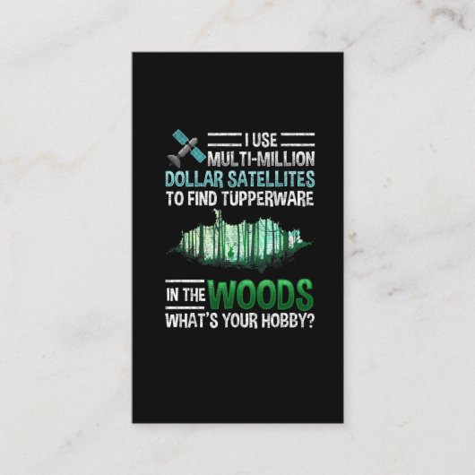 Funny GPS Geocache Wood Outdoorgeocaching Visitekaartje (Voorkant)