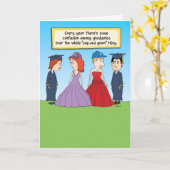 Funny Graduation Cap and Gown card Kaart (Gele Bloem)