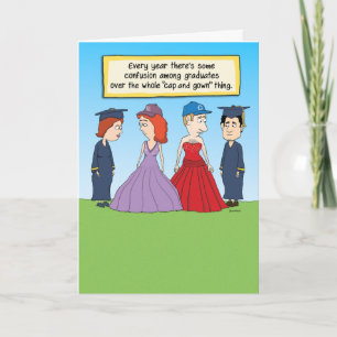 Funny Graduation Cap and Gown card Kaart