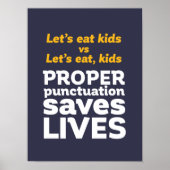 Funny Grammar Let's Eat Punctuation Save Lives Poster (Voorkant)