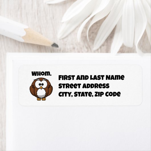 Funny Grammar Owl Cartoon for Writers & Word Nerds Etiket (Insitu)