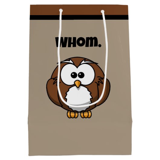 Funny Grammar Owl Cartoon for Writers & Word Nerds Medium Cadeauzakje (Achterkant)