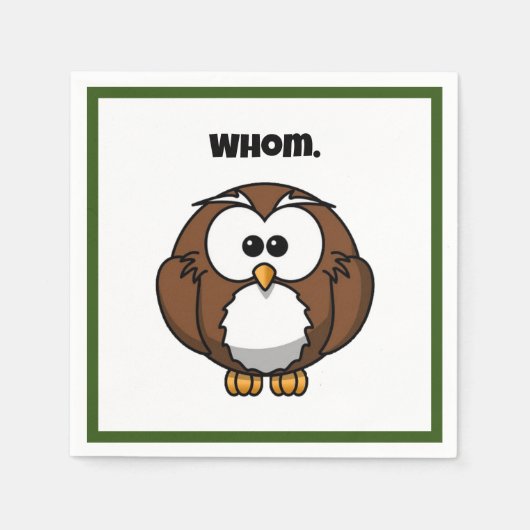 Funny Grammar Owl Cartoon for Writers & Word Nerds Servet (Voorkant)