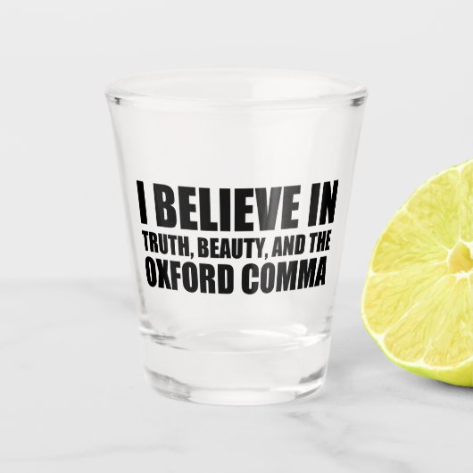 Funny Grammar | Oxford Comma Shot Glas (Voorkant)
