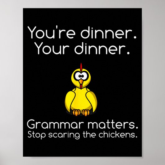 Funny Grammar - Stop Ing The Chickens Shirts  Poster (Voorkant)