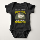 Funny Grammar Teacher Chicken Farming Humor Romper (Voorkant)