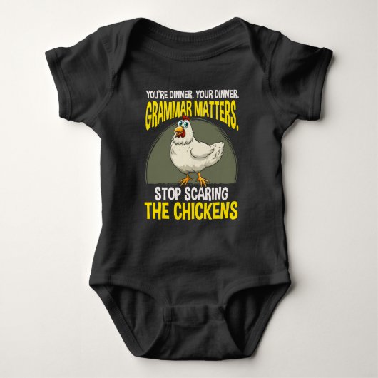 Funny Grammar Teacher Chicken Farming Humor Romper (Voorkant)