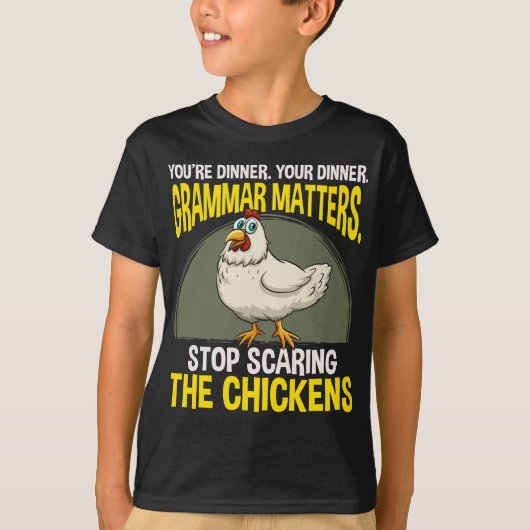 Funny Grammar Teacher Chicken Farming Humor T-shirt (Voorkant)