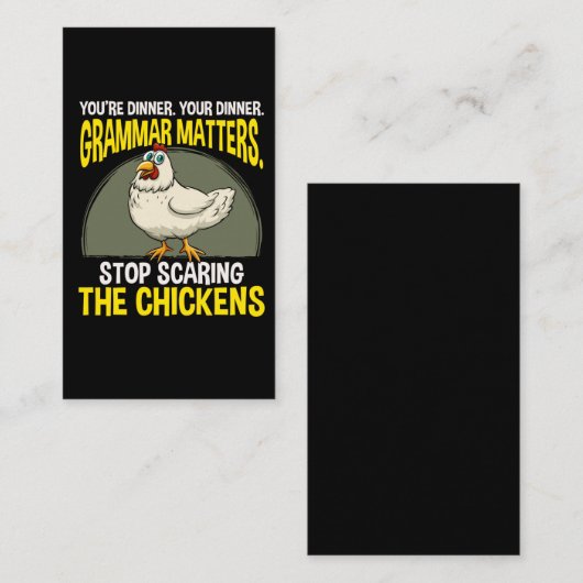 Funny Grammar Teacher Chicken Farming Humor Visitekaartje (Voorkant / Achterkant)