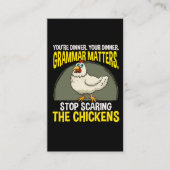 Funny Grammar Teacher Chicken Farming Humor Visitekaartje (Voorkant)