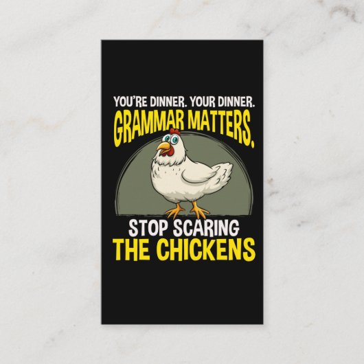 Funny Grammar Teacher Chicken Farming Humor Visitekaartje (Voorkant)