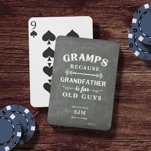Funny Gramps Grandfather Monogram Pokerkaarten