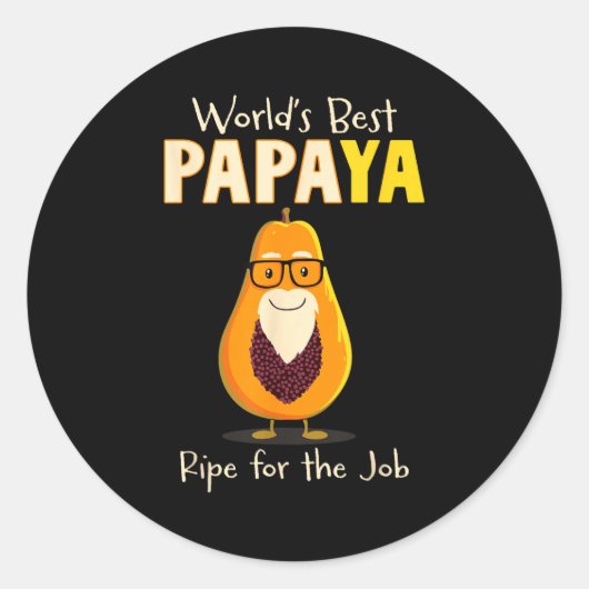 Funny Grandfather World's Papa Papaya Pun  Ronde Sticker (Voorkant)
