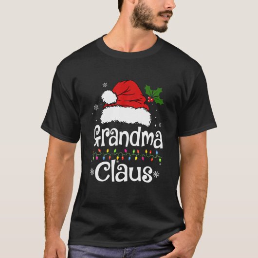 Funny Grandma Claus kerstpyjama Santa T-shirt (Voorkant)