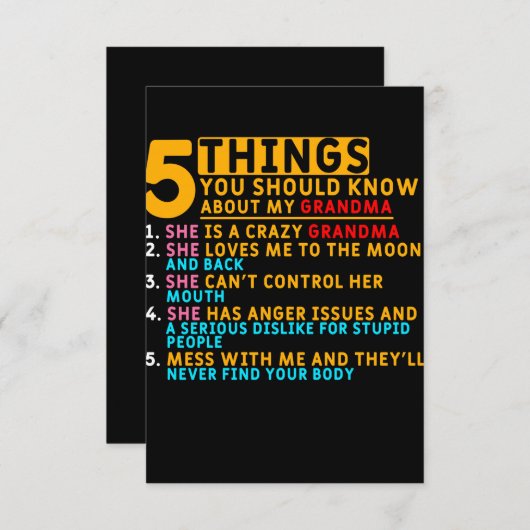 Funny Grandma en Grandchildren Bedankkaart (Voorkant / Achterkant)