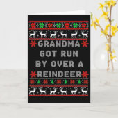 Funny Grandma Got Run Over By A Reindeer  Kaart (Gele Bloem)