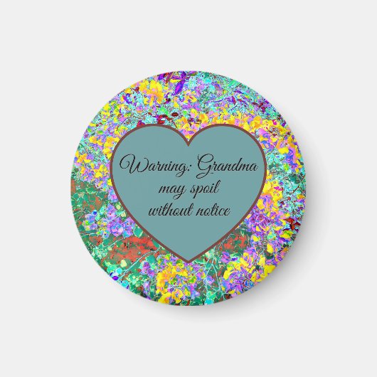 Funny Grandma Magnet – Abstract Floral Heart (Voorkant)