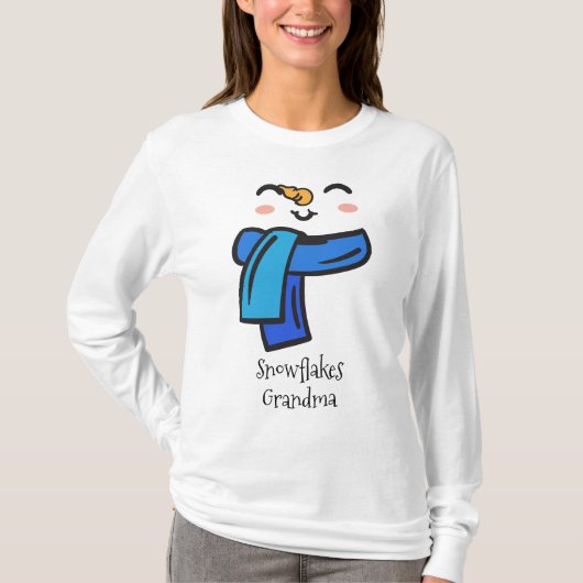 Funny Grandma Snowflakes Cute Snowman Face T-shirt (Voorkant)