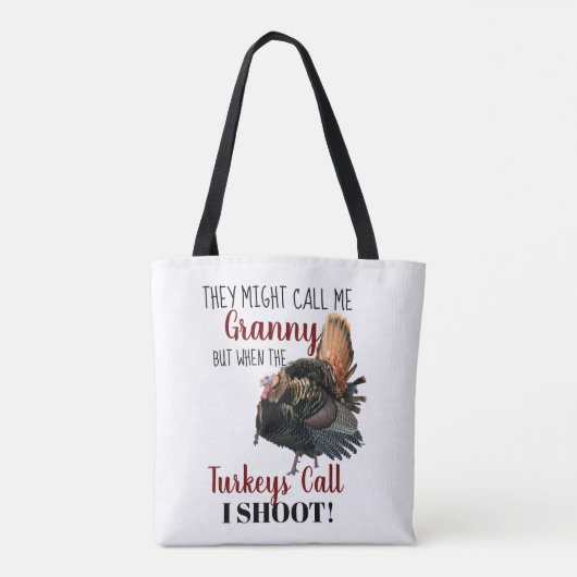 Funny Grandma Wild Turkey Hunting Canvas tas (Achterkant)