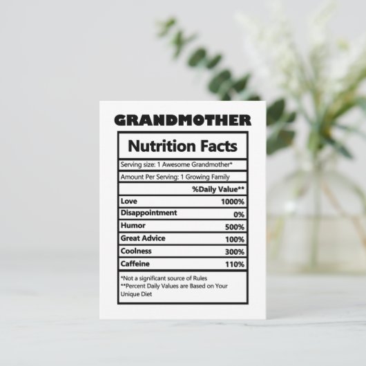 Funny Grandmoeder Nutrition Feit Briefkaart (Staand voorkant)