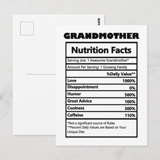Funny Grandmoeder Nutrition Feit Briefkaart (Voorkant / Achterkant)